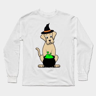 Funny Big Dog is wearing a witch costume Long Sleeve T-Shirt